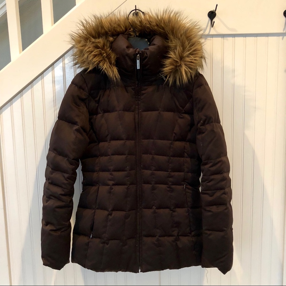 Calvin Klein coat with faux fur trim hood
